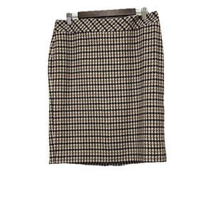 Talbot's Women’s Houndstooth Wool Blend Lined Straight Midi Skirt Size 12 Petite